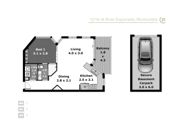 Floorplan of Homely unit listing, U13/14-16 River Esplanade, Mooloolaba QLD 4557