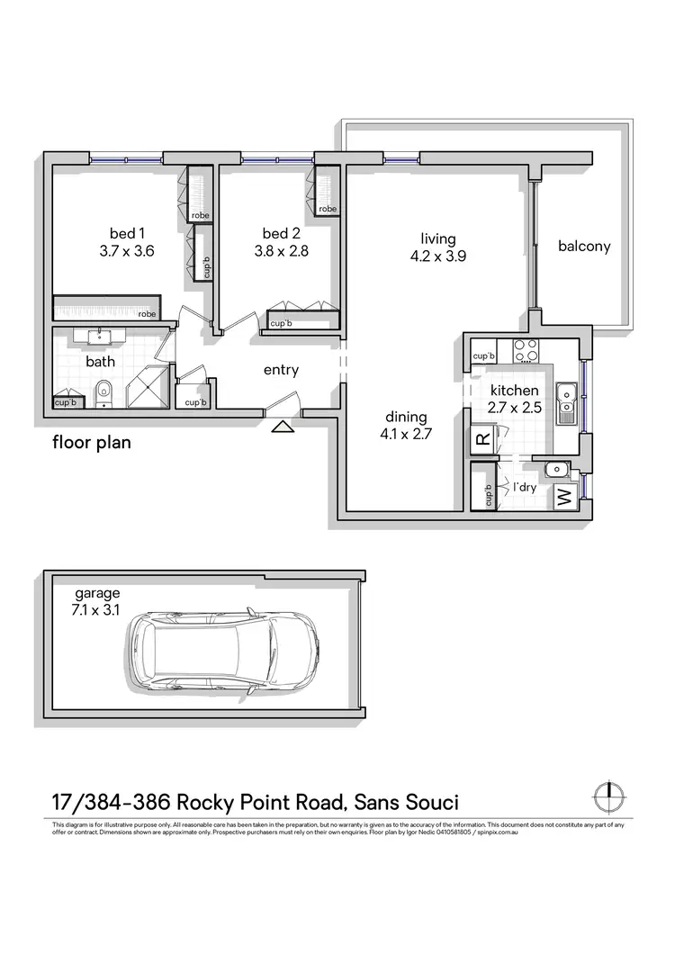 Floorplan of Homely apartment listing, 17/384 Rocky Point Road, Sans Souci NSW 2219