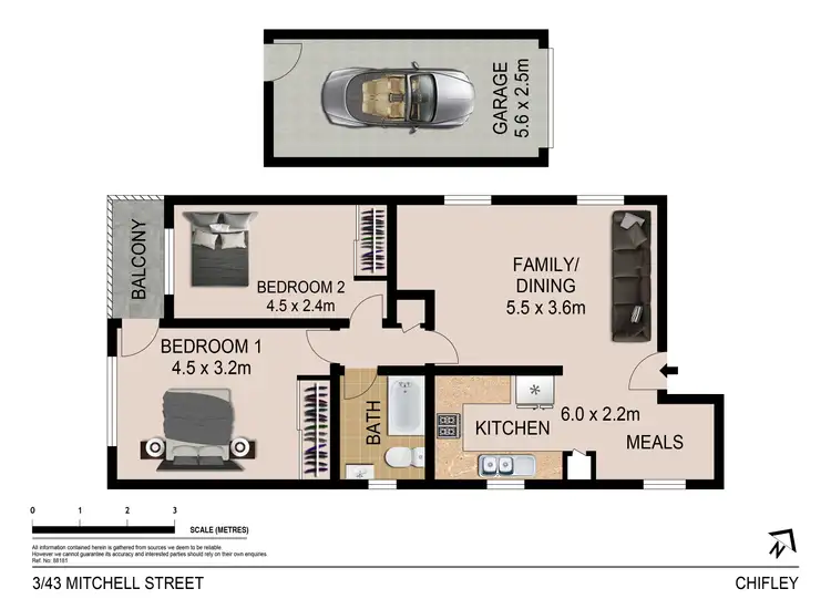 Floorplan of Homely apartment listing, 3/43 Mitchell Street, Chifley NSW 2036
