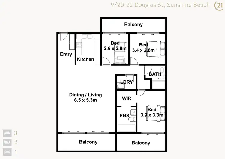 Floorplan of Homely apartment listing, 9/20-22 Douglas Street, Sunshine Beach QLD 4567