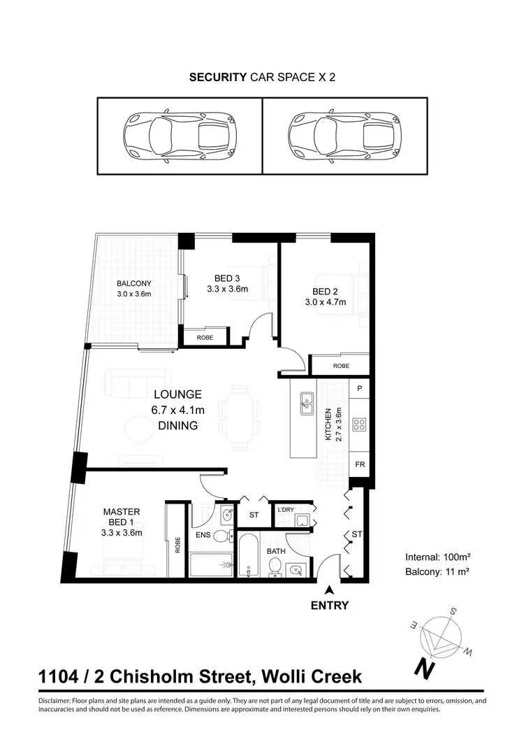 Floorplan of Homely apartment listing, 1104/2 Chisholm Street, Wolli Creek NSW 2205