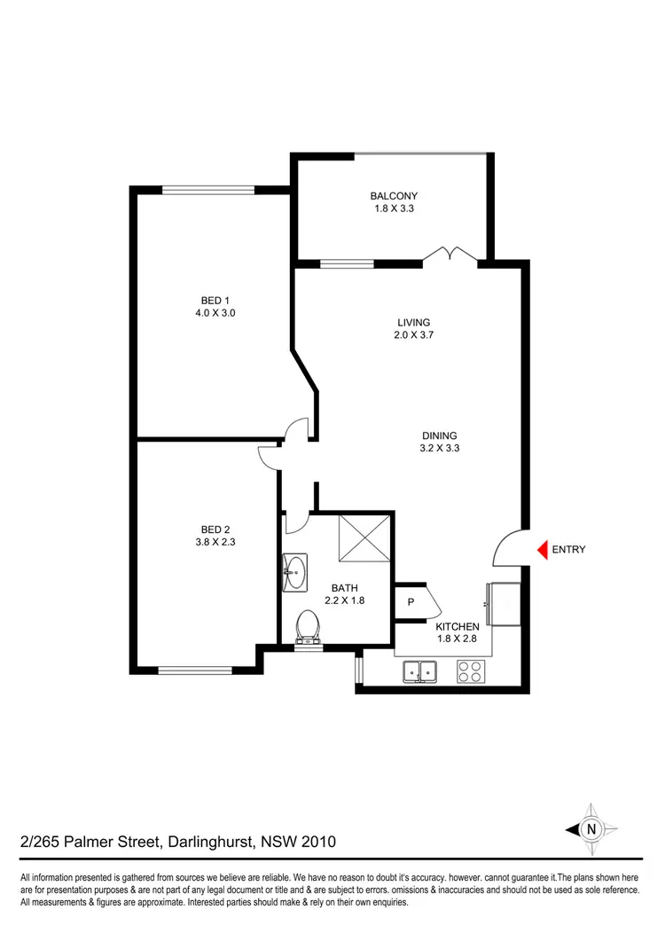 Floorplan of Homely apartment listing, 2/265 Palmer Street, Darlinghurst NSW 2010