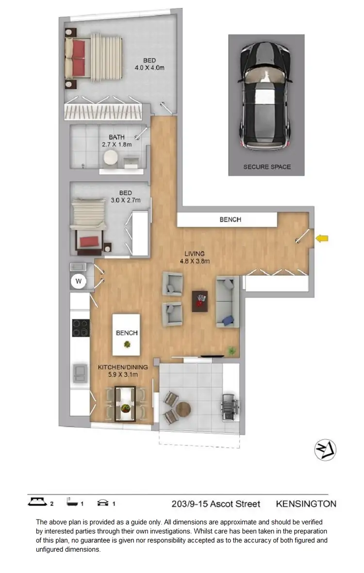 Floorplan of Homely unit listing, 203/9-15 Ascot Street, Kensington NSW 2033