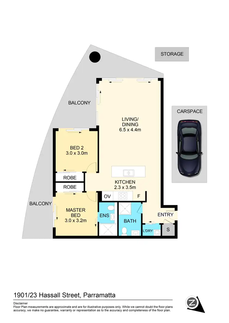 Floorplan of Homely apartment listing, 1901/23 Hassall Street, Parramatta NSW 2150
