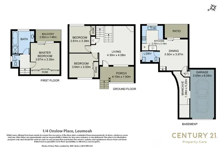 Floorplan of Homely semi-detached listing, 1/4 Onslow Place, Leumeah NSW 2560