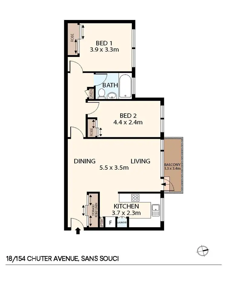Floorplan of Homely apartment listing, 18/154 Chuter Avenue, Sans Souci NSW 2219