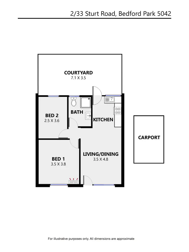 Floorplan of Homely unit listing, 2/33 Sturt Road, Bedford Park SA 5042