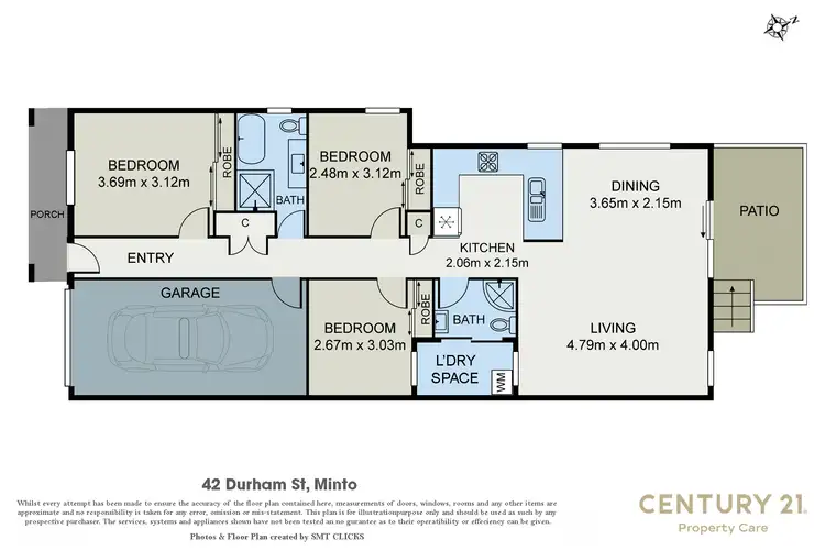 Floorplan of Homely semi-detached listing, 42 Durham Street, Minto NSW 2566