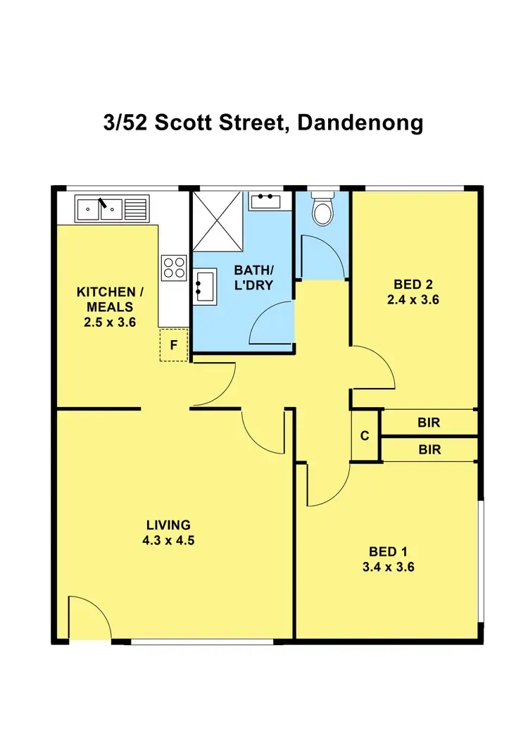 Floorplan of Homely unit listing, 3/52 Scott Street, Dandenong VIC 3175