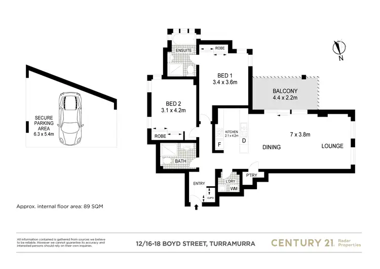 Floorplan of Homely apartment listing, 12/16-18 Boyd Street, Turramurra NSW 2074