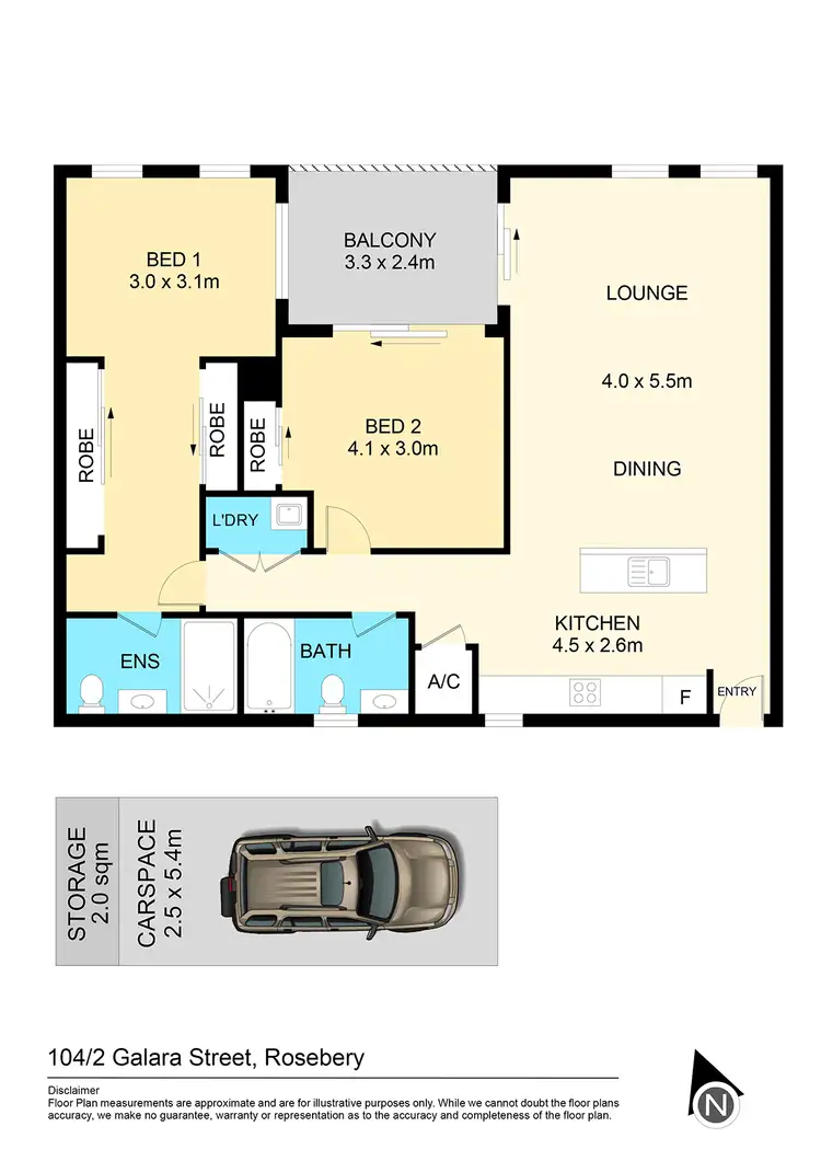 Floorplan of Homely apartment listing, 104/2 Galara Street, Rosebery NSW 2018