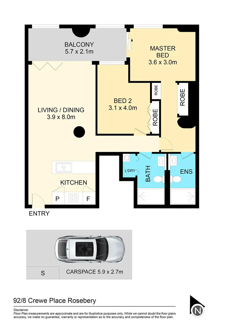 Floorplan of Homely apartment listing, 92/8 Crewe Place, Rosebery NSW 2018