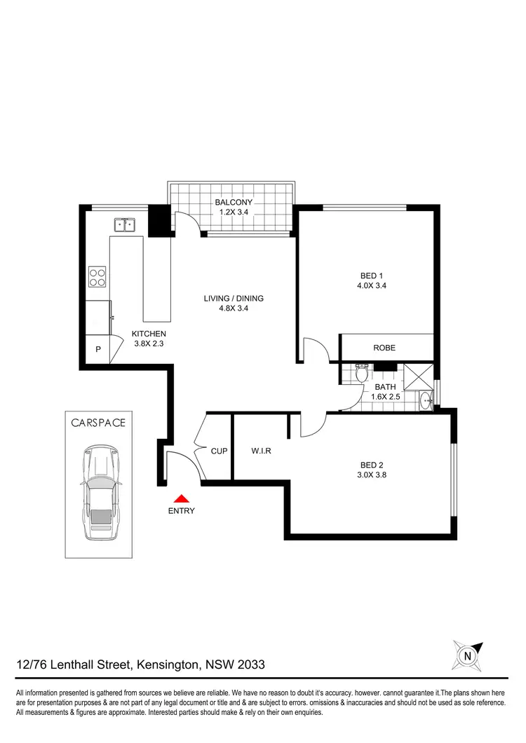 Floorplan of Homely apartment listing, 12/76 Lenthall Street, Kensington NSW 2033
