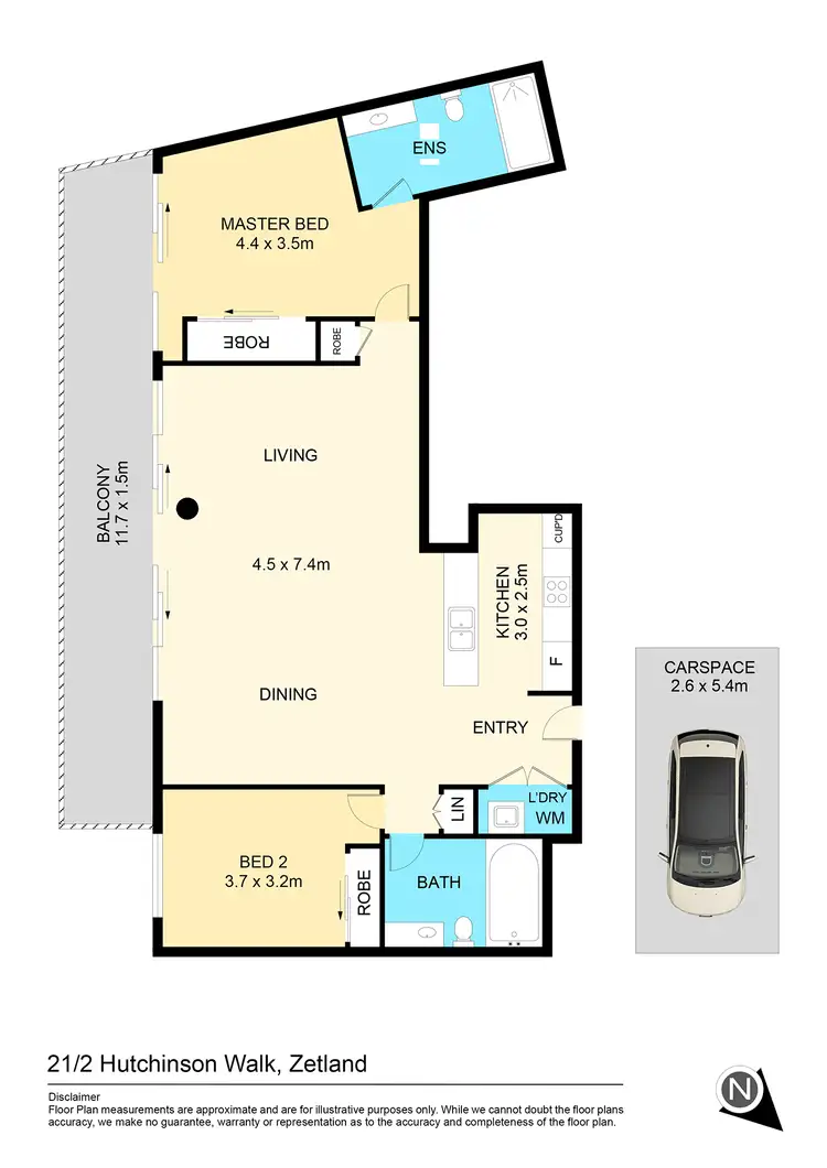 Floorplan of Homely apartment listing, 21/2 Hutchinson Walk, Zetland NSW 2017