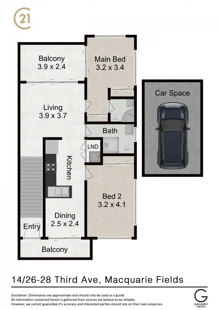 Floorplan of Homely apartment listing, 14/26-28 Third Avenue, Macquarie Fields NSW 2564