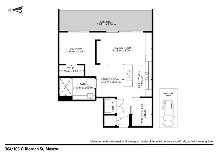 Floorplan of Homely apartment listing, 304/103 O'Riordan St, Mascot NSW 2020