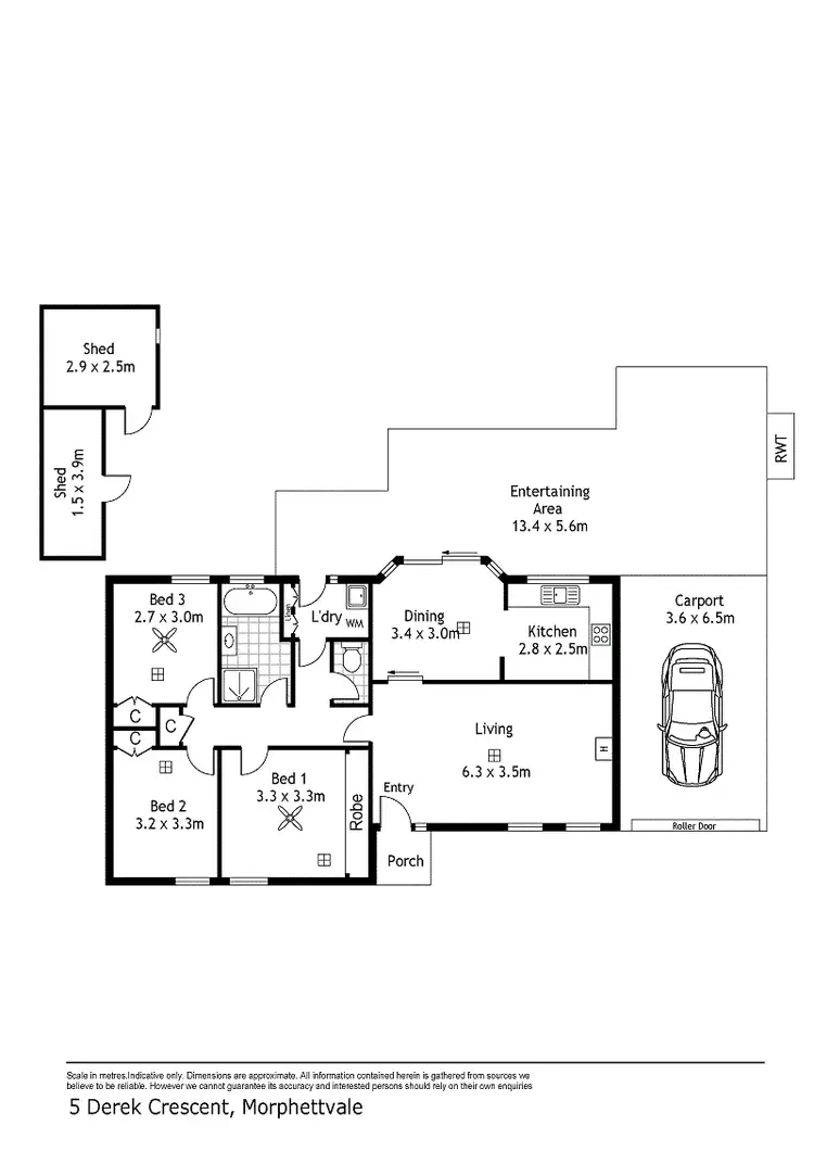 Floorplan of Homely house listing, 5 Derek Crescent, Morphett Vale SA 5162