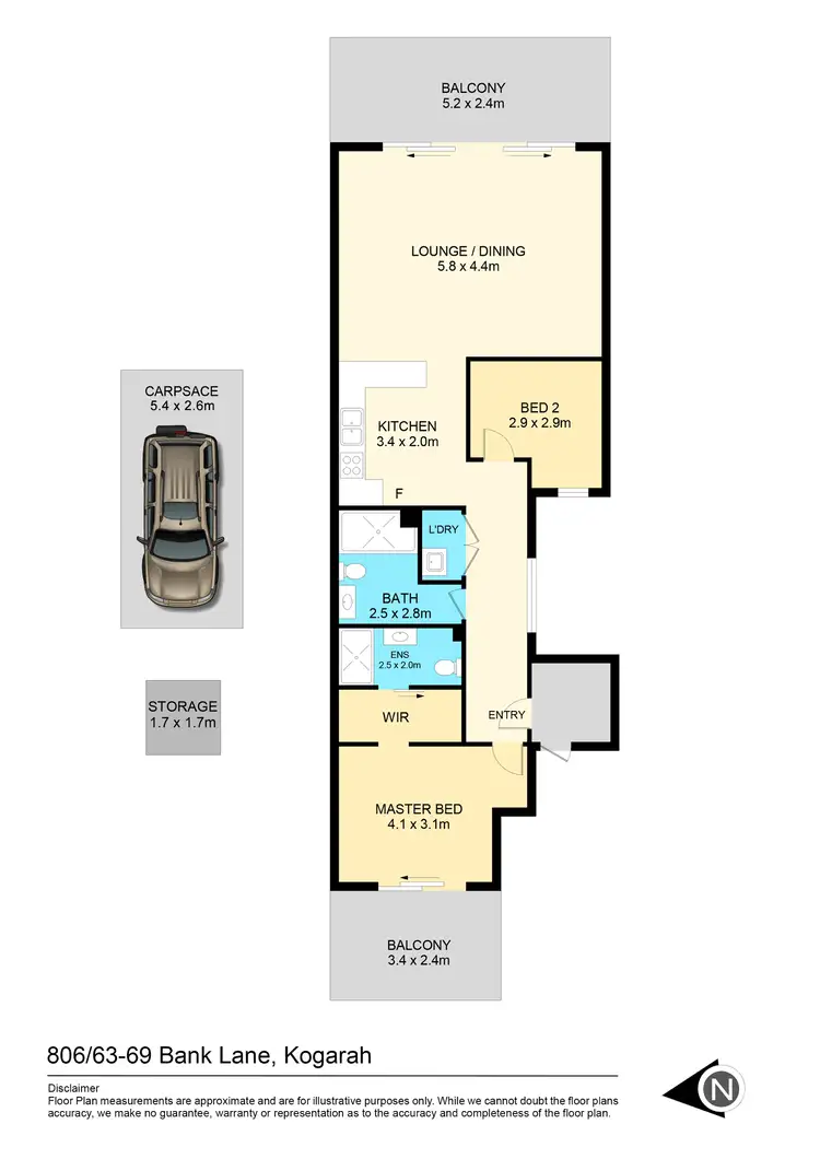 Floorplan of Homely apartment listing, 806/63-69 Bank Lane, Kogarah NSW 2217