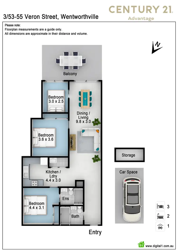 Floorplan of Homely apartment listing, 3/53-55 Veron Street, Wentworthville NSW 2145