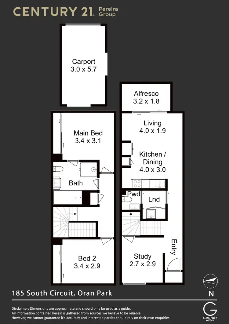 Floorplan of Homely townhouse listing, 185 South Circuit, Oran Park NSW 2570