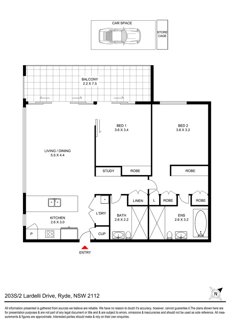 Floorplan of Homely apartment listing, 203S/2 Lardelli Drive, Ryde NSW 2112