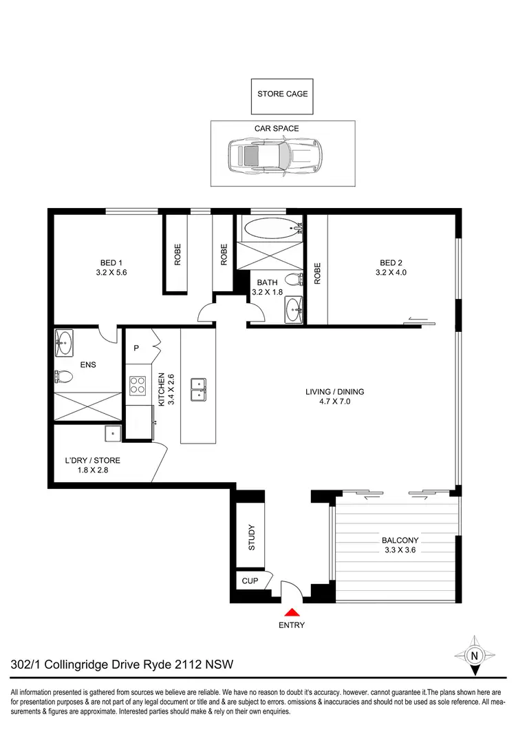 Floorplan of Homely apartment listing, 302/1 Collingridge Drive, Ryde NSW 2112