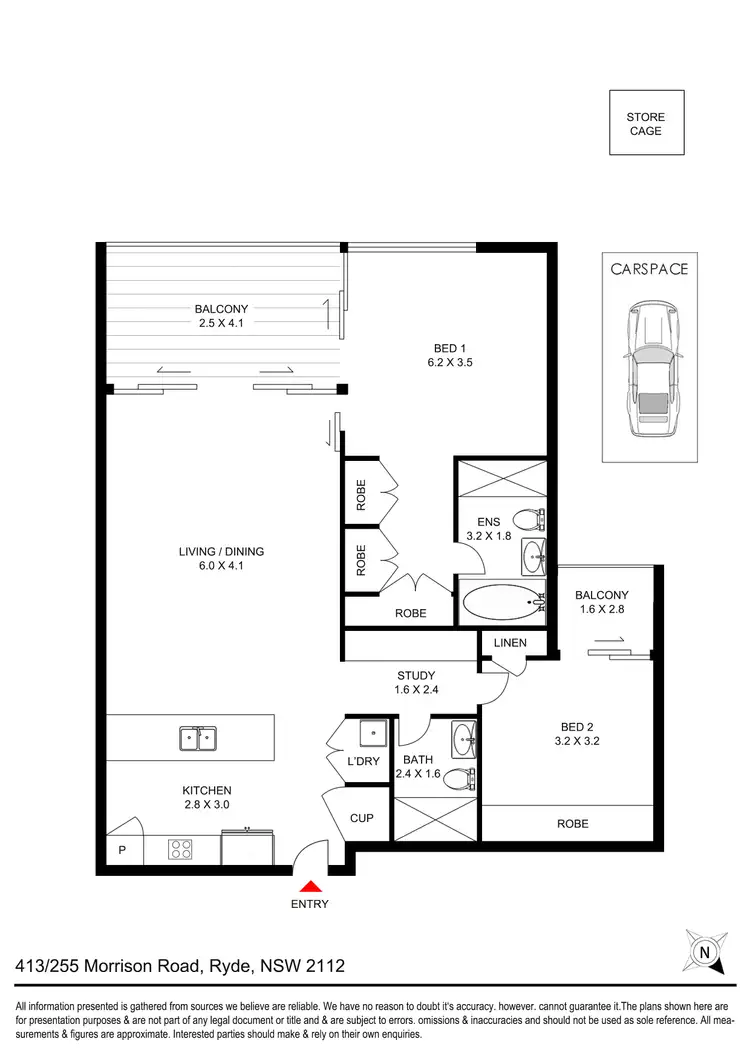Floorplan of Homely apartment listing, 413E/255 Morrison Road, Ryde NSW 2112