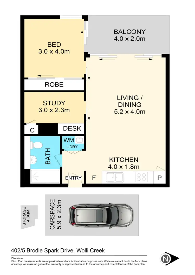Floorplan of Homely apartment listing, 402/5 Brodie Spark Drive, Wolli Creek NSW 2205