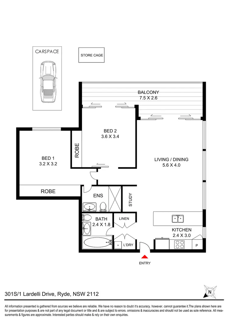Floorplan of Homely apartment listing, 301S/1 Lardelli Drive, Ryde NSW 2112