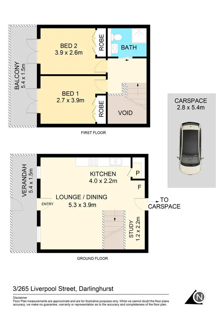 Floorplan of Homely townhouse listing, 3/265 Liverpool Street, Darlinghurst NSW 2010