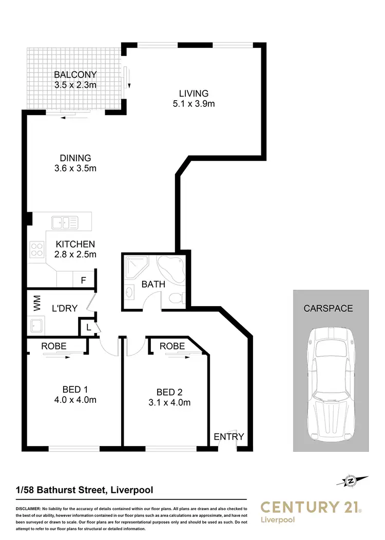 Floorplan of Homely apartment listing, 1/58 Bathurst Street, Liverpool NSW 2170