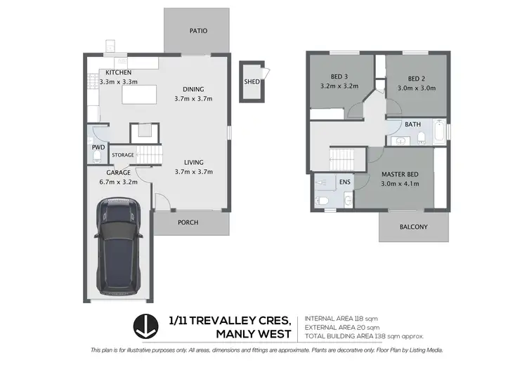 Floorplan of Homely townhouse listing, 1/11 Trevally Crescent, Manly West QLD 4179