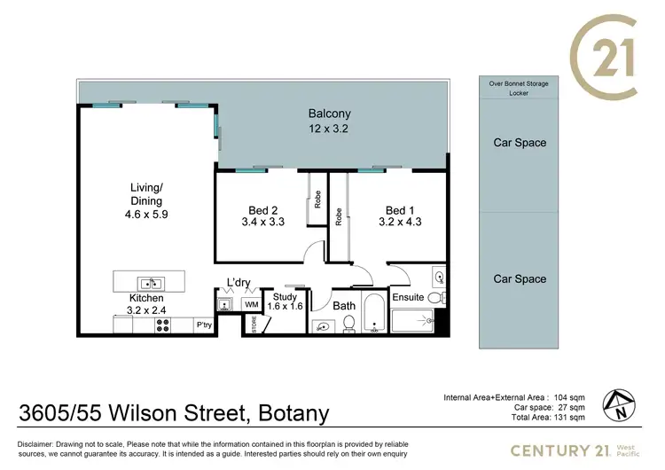 Floorplan of Homely apartment listing, 3605/55 Wilson Street, Botany NSW 2019