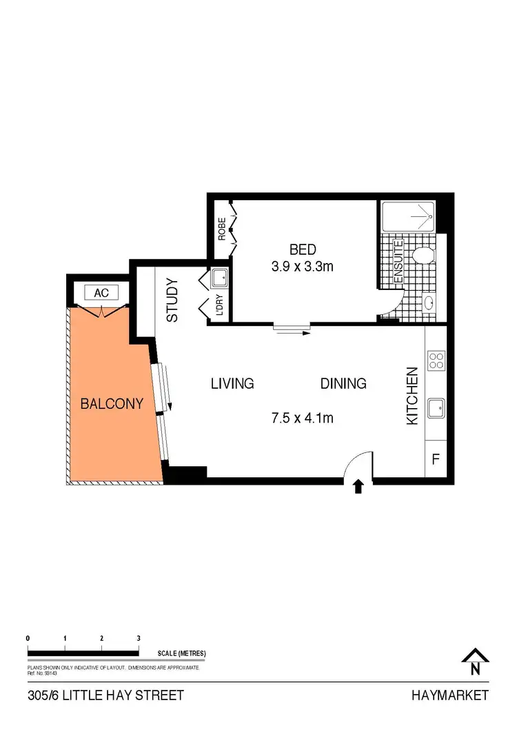 Floorplan of Homely apartment listing, 305/6 Little Hay St, Haymarket NSW 2000