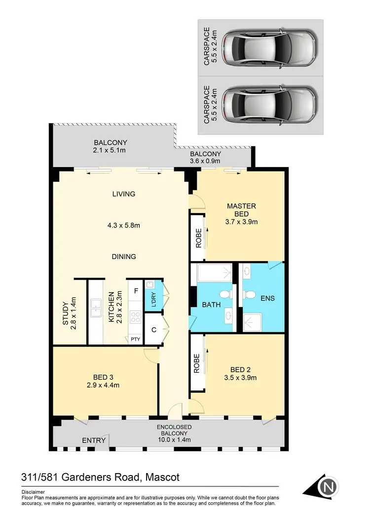 Floorplan of Homely apartment listing, 311/581 Gardeners Road, Mascot NSW 2020