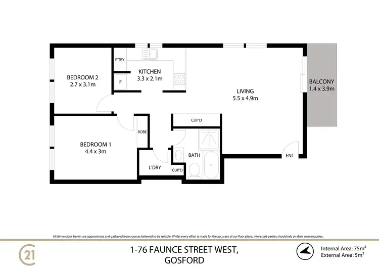 Floorplan of Homely apartment listing, 1/76 Faunce Street West, Gosford NSW 2250