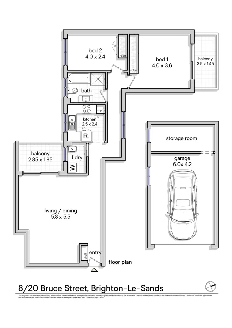 Floorplan of Homely apartment listing, 8/20 Bruce Street, Brighton-Le-Sands NSW 2216
