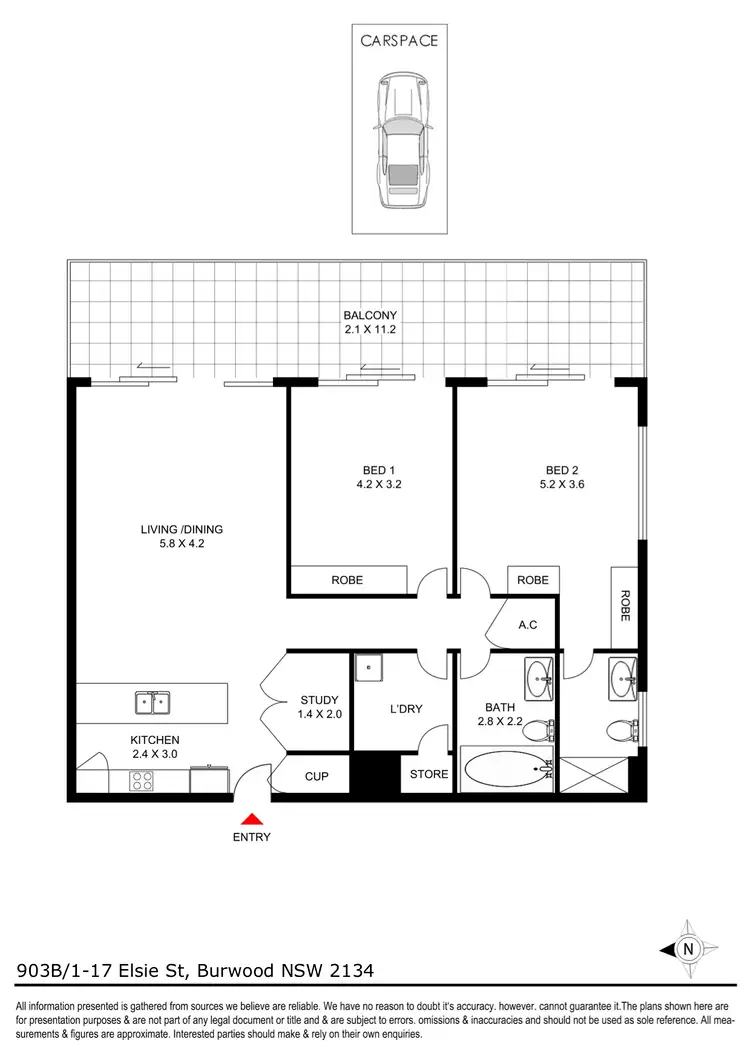 Floorplan of Homely apartment listing, B903/1-17 Elsie Street, Burwood NSW 2134