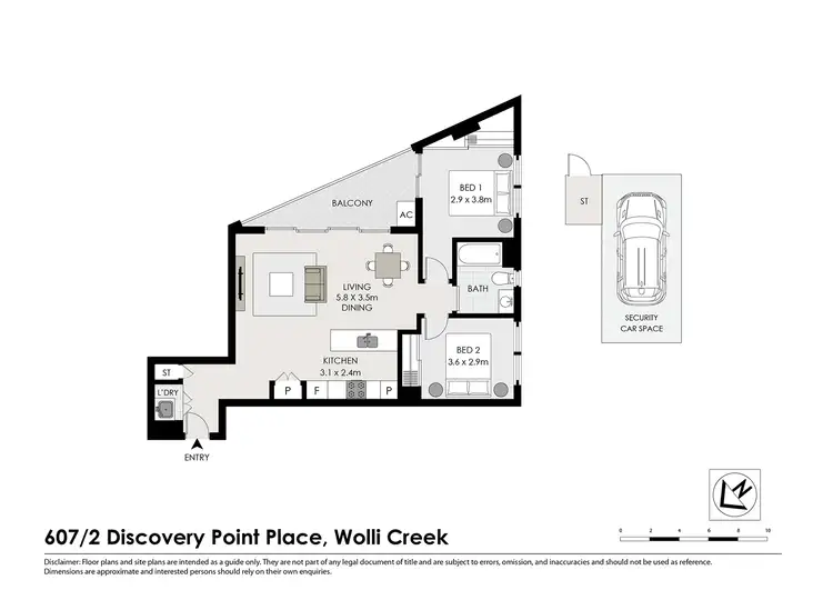 Floorplan of Homely apartment listing, 607/2 Discovery Point Place, Wolli Creek NSW 2205