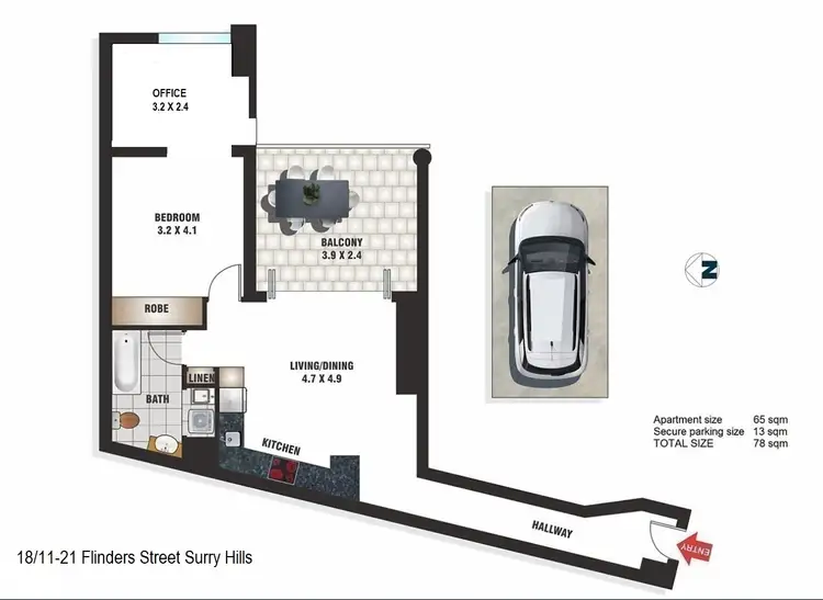 Floorplan of Homely apartment listing, 18/11-21 Flinders Street, Surry Hills NSW 2010