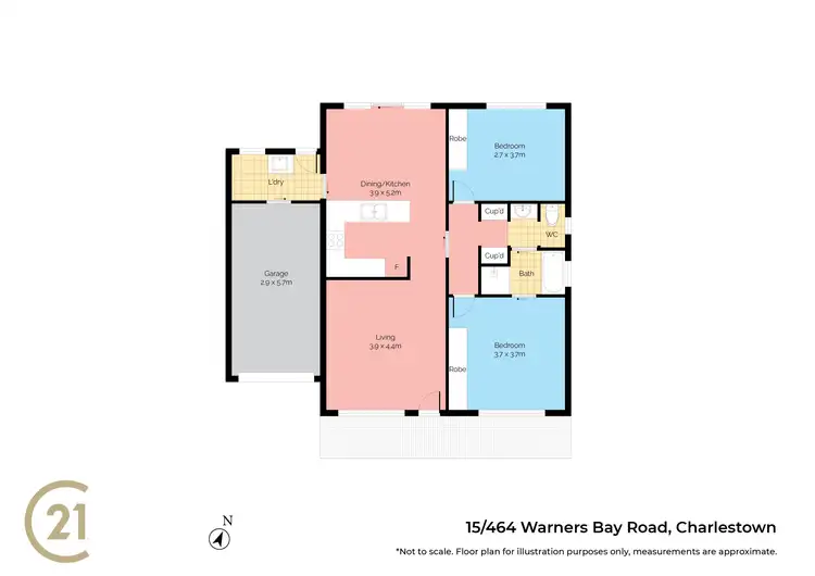 Floorplan of Homely unit listing, 15/464 Warners Bay Road, Charlestown NSW 2290