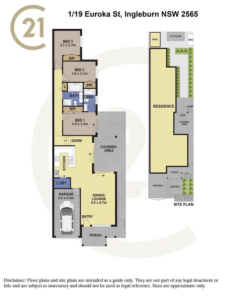 Floorplan of Homely semi-detached listing, 1/19 Euroka Street, Ingleburn NSW 2565