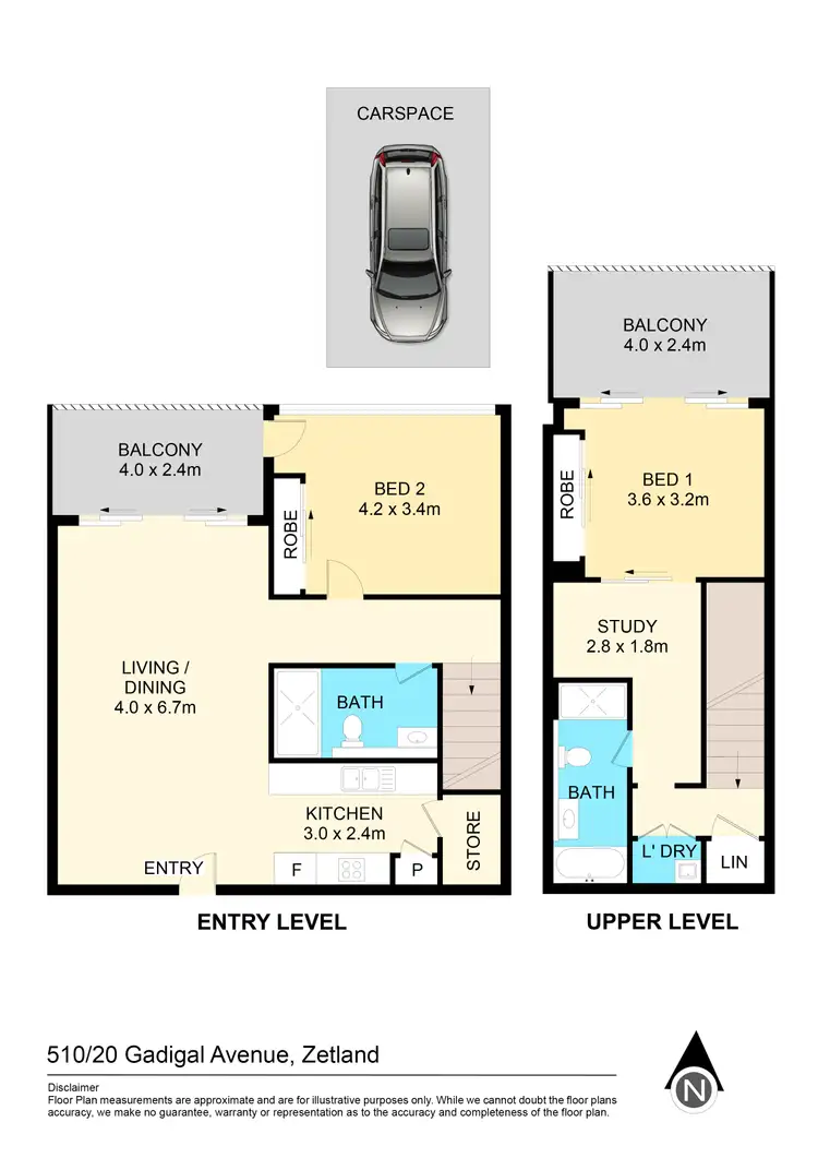 Floorplan of Homely apartment listing, 510/20 Gadigal Avenue, Zetland NSW 2017