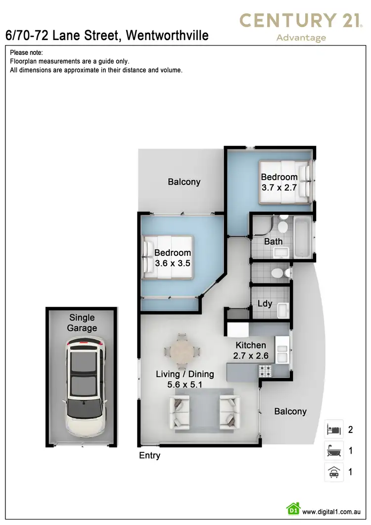 Floorplan of Homely unit listing, 6/70-72 Lane Street, Wentworthville NSW 2145