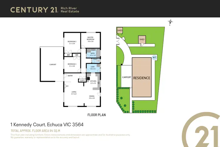Floorplan of Homely house listing, 1 Kennedy Court, Echuca VIC 3564