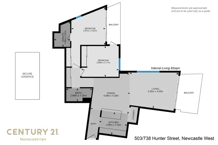 Floorplan of Homely apartment listing, 503/738 Hunter Street, Newcastle West NSW 2302