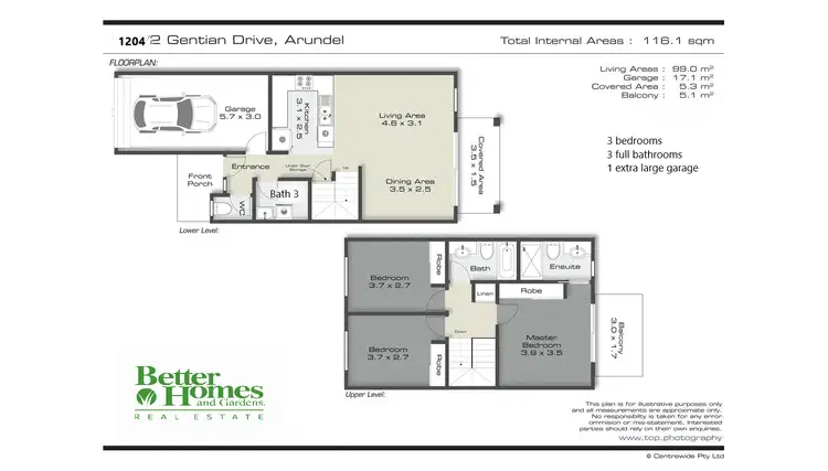Floorplan of Homely townhouse listing, 1204/2 Gentian Drive, Arundel QLD 4214