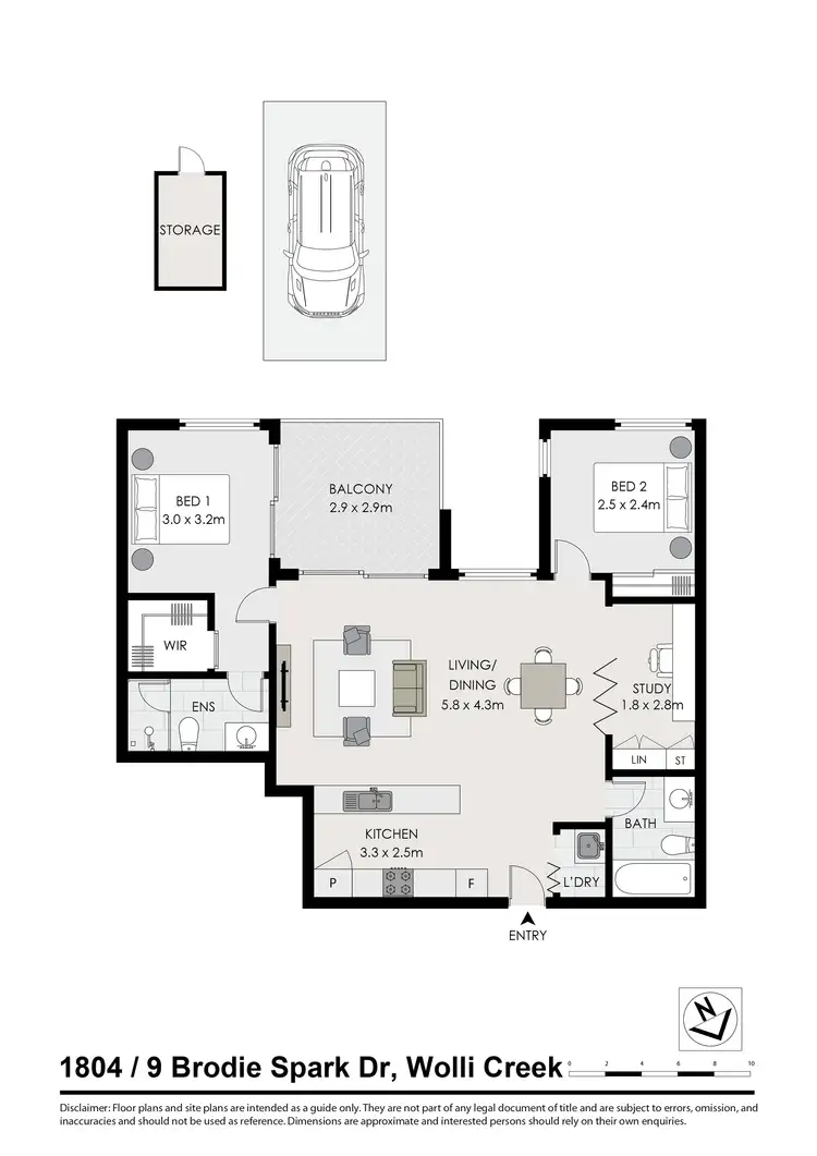 Floorplan of Homely apartment listing, 1804/9 Brodie Spark Drive, Wolli Creek NSW 2205