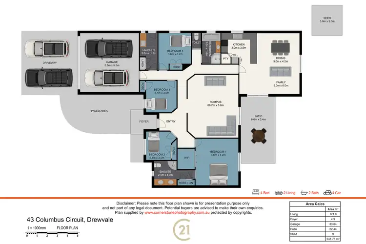 Floorplan of Homely house listing, 43 Columbus Circuit, Drewvale QLD 4116