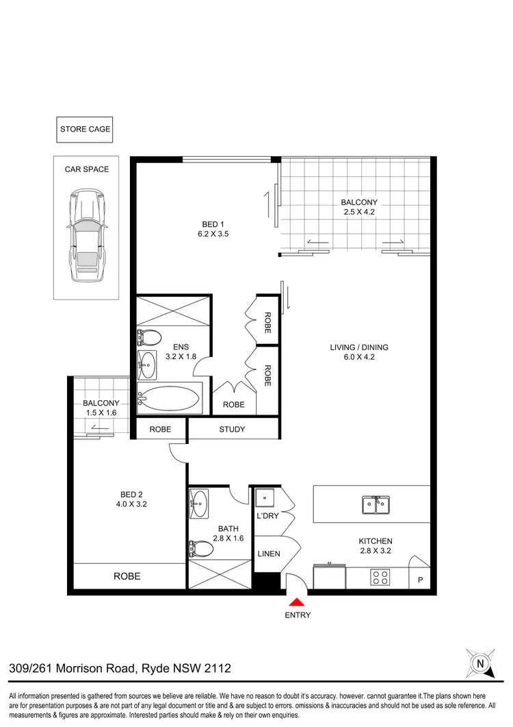 Floorplan of Homely apartment listing, 309/261 Morrison Road, Ryde NSW 2112